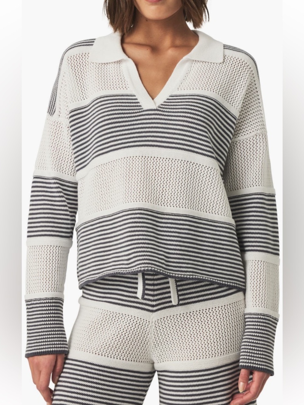 Splendid Ronnie Colorblock Sweater in Ink Stripe Size X-Large NWT